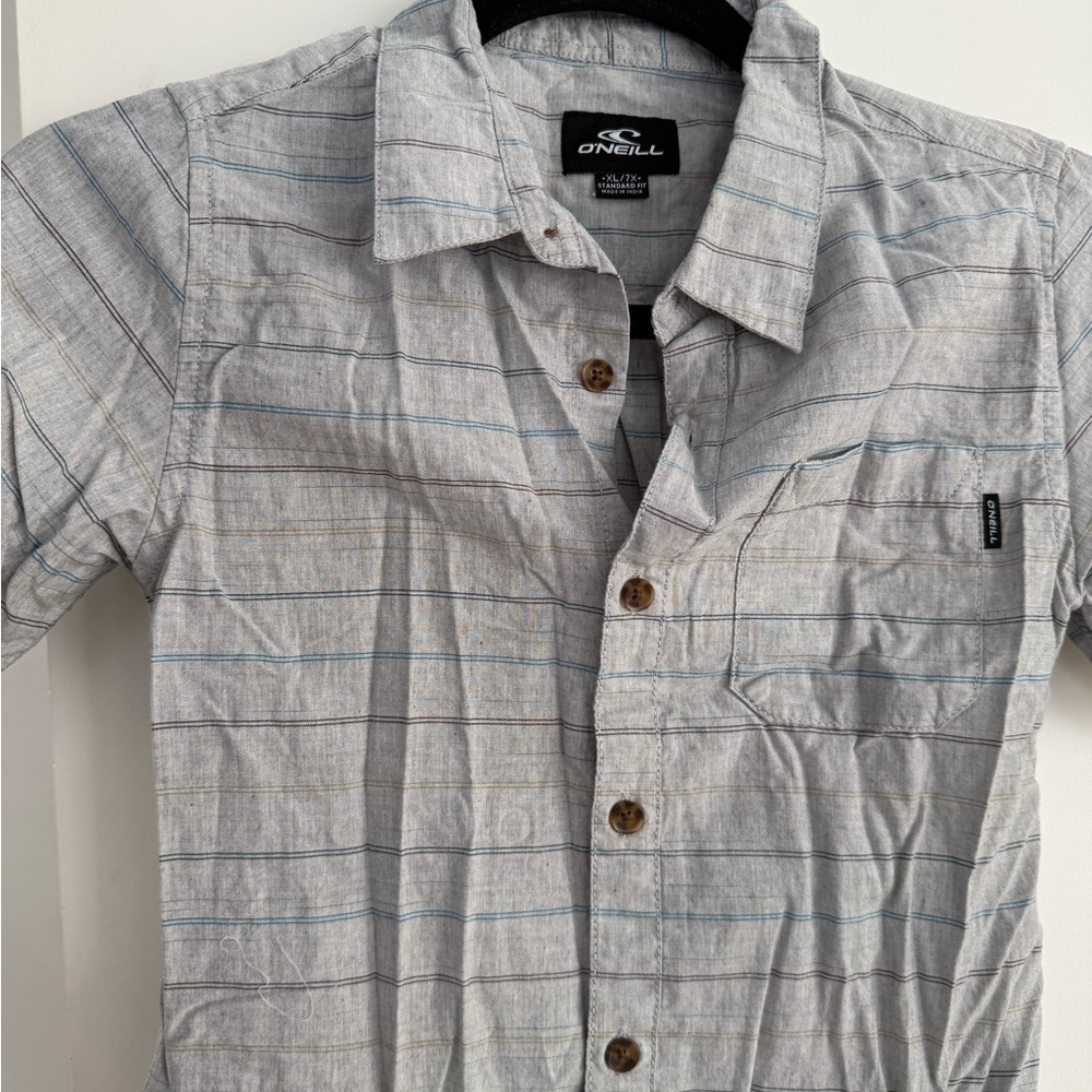 O'Neill Boys L Light Gray Short-Sleeve Button-Up Shirt